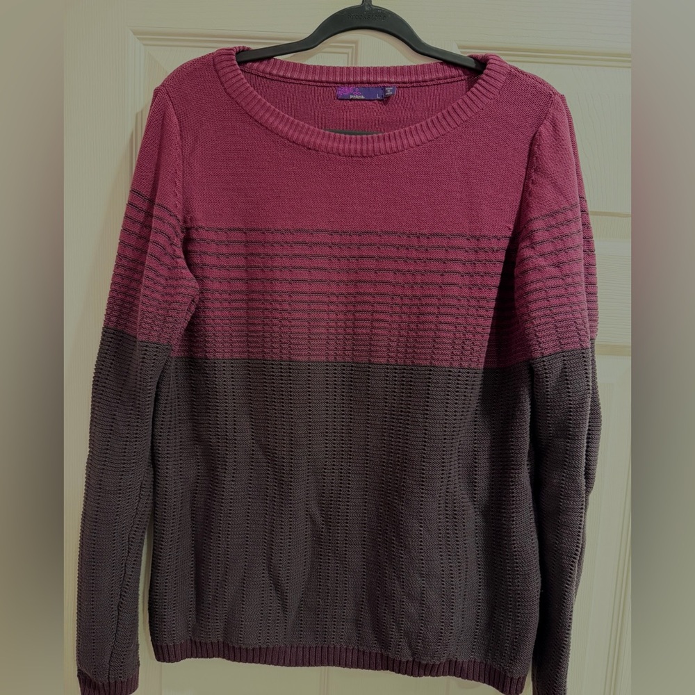 prAna Women's Mallorey Sweater in a purple plum ombré pullover sweater